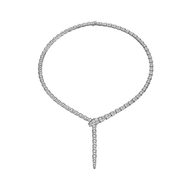 Bvlgari Serpenti Viper 18k White Gold Pave Diamond Necklace