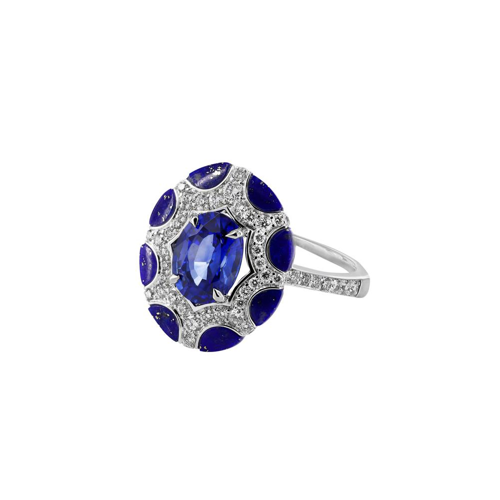 London Collection 18k White Gold Blue Sapphire, Lapis and Diamond Ring