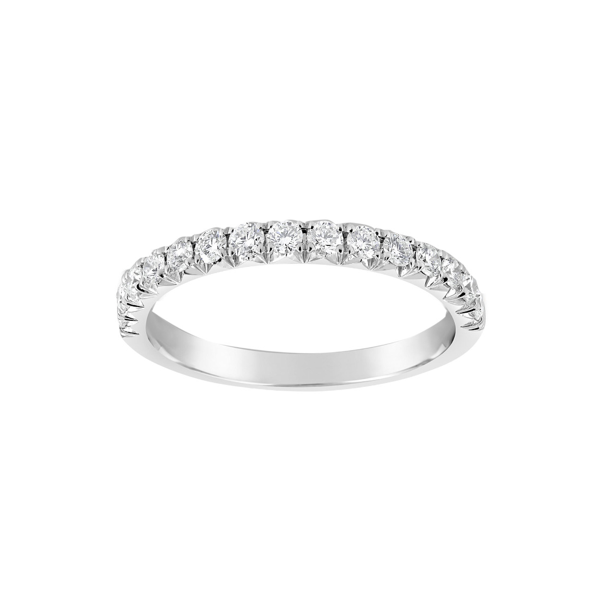 Henri Daussi 14k White Gold Half Way Diamond Band