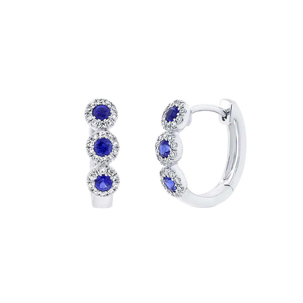 London Collection Diamond and Sapphire Hoop Earrings