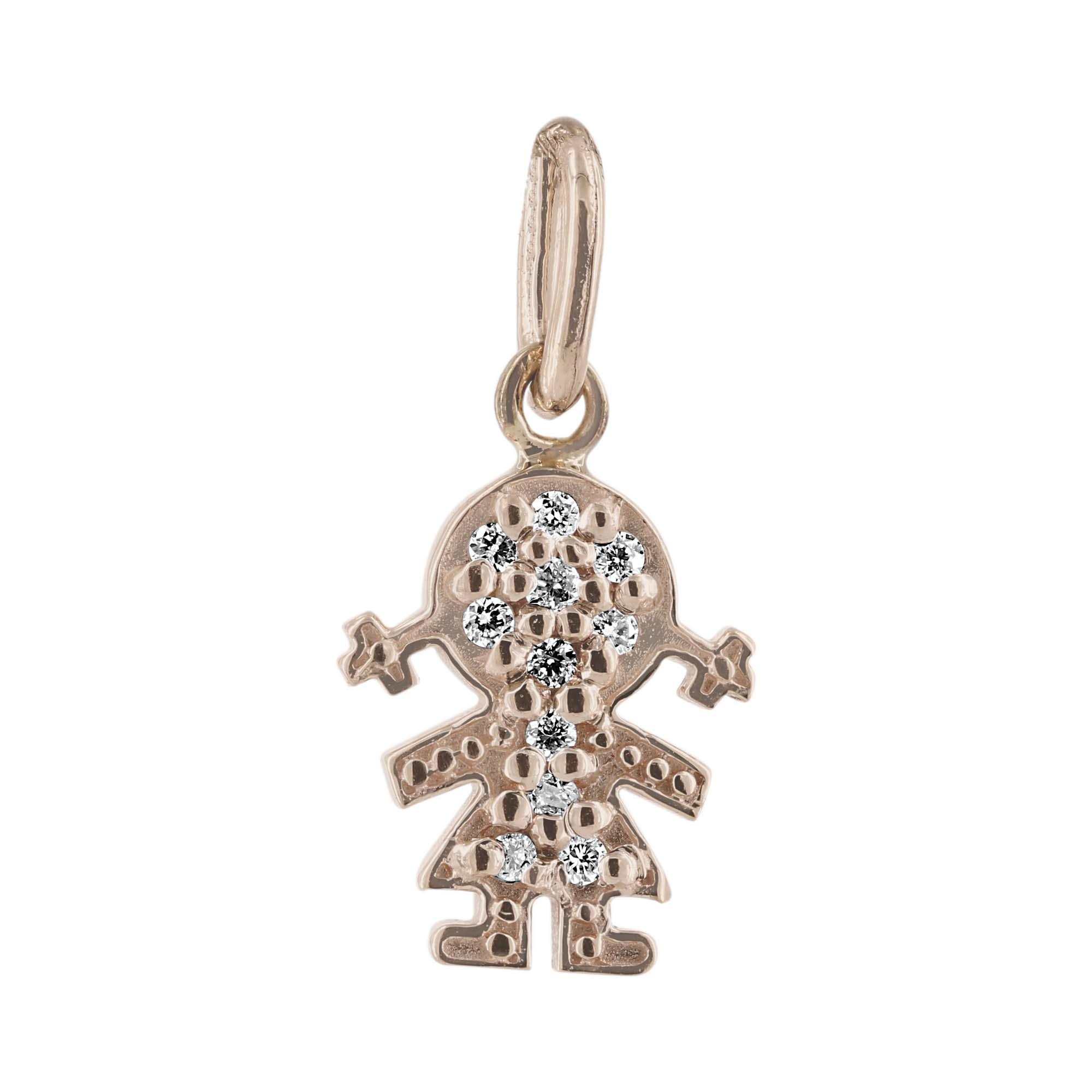 London Collection 14k Yellow Gold Diamond Girl Charm