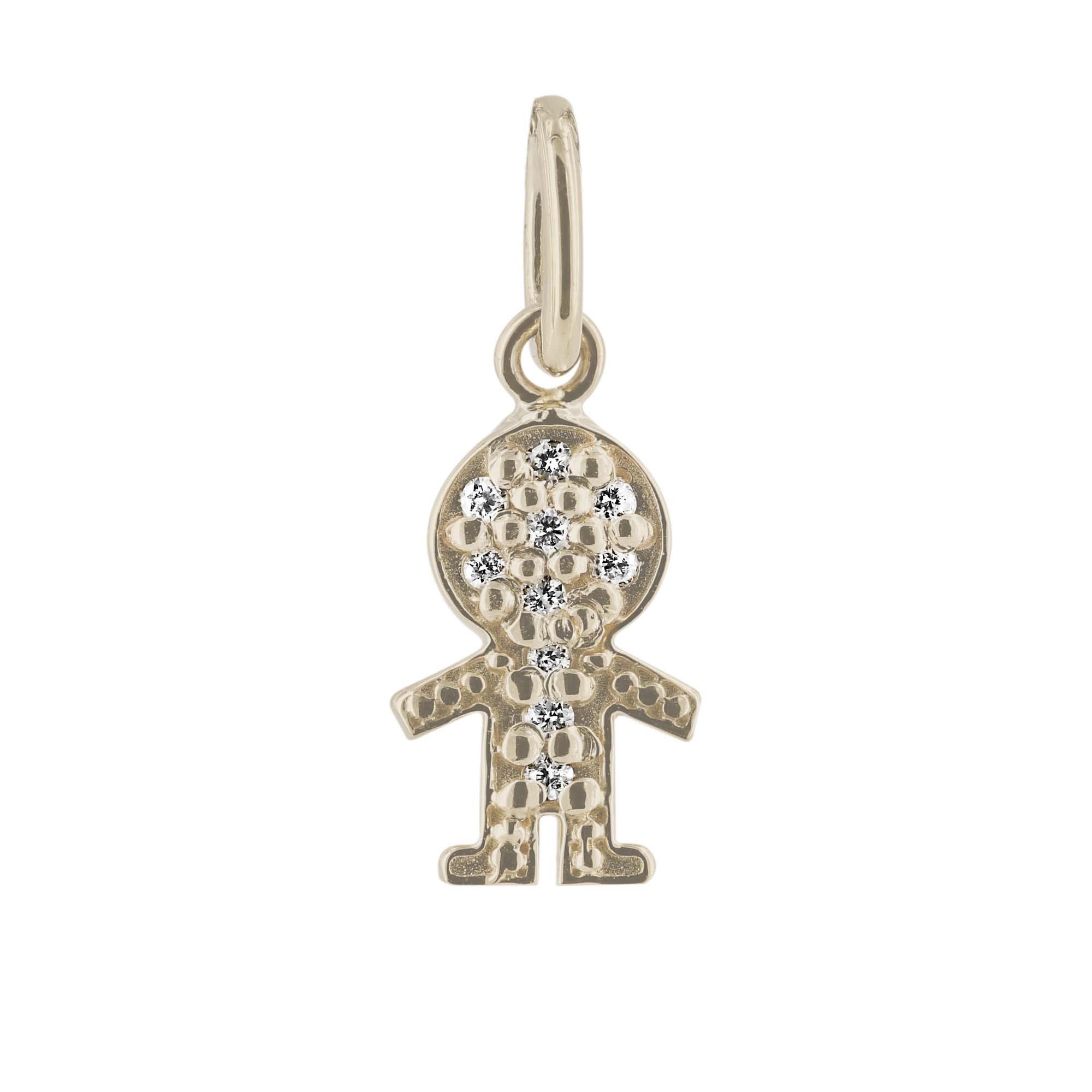 London Collection 14k Yellow Gold Diamond Boy Charm