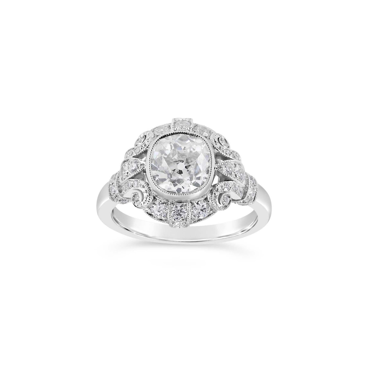 Single Stone Tiffany Platinum Cushion Cut Diamond Engagement Ring