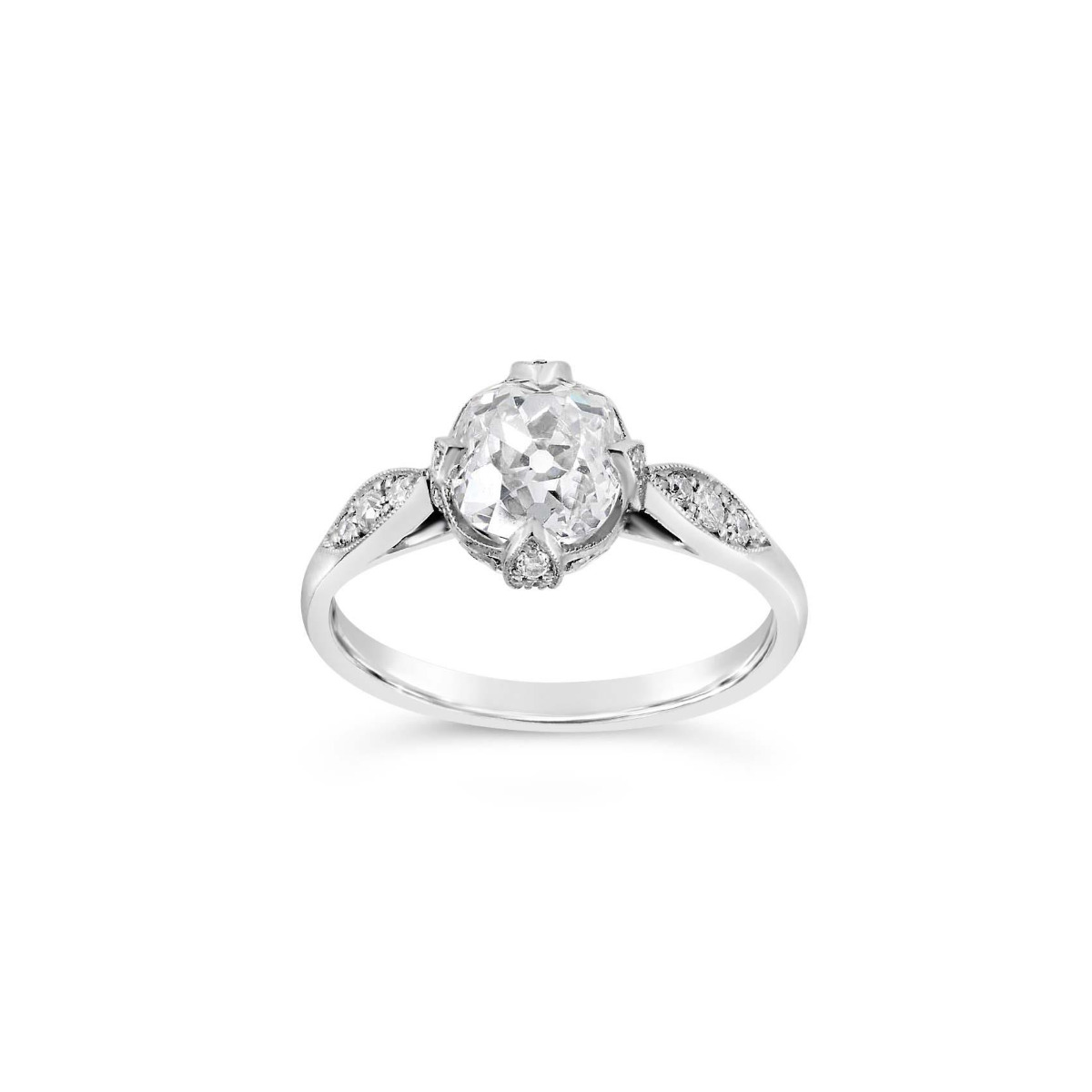 Single Stone Platinum Cushion Cut Diamond Engagement Ring