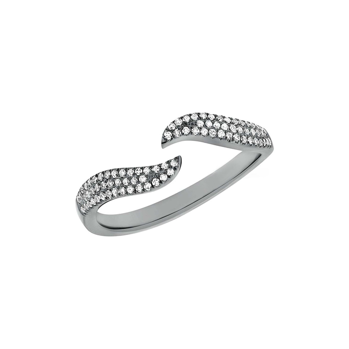 London Collection 14k Black Gold Pave Diamond Wave Ring