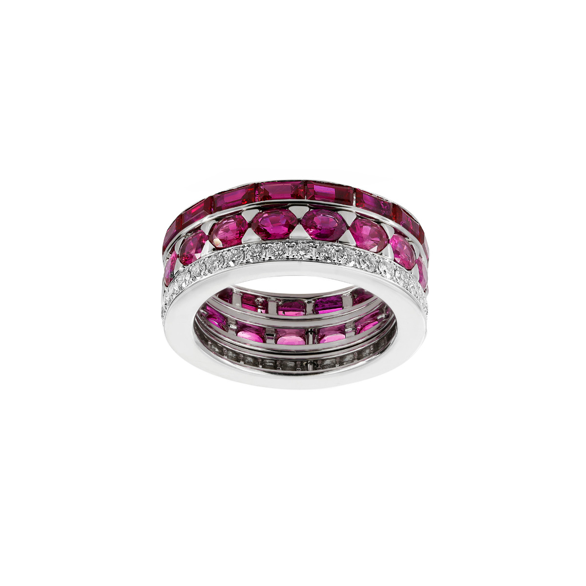 London Collection White Gold Ruby and Diamond Band