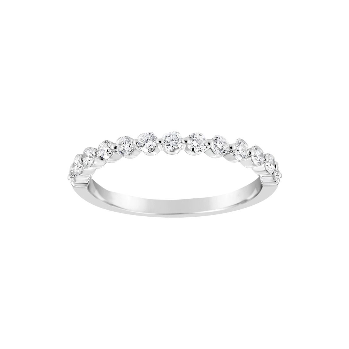 Henri Daussi 14k Gold Shared Prong Diamond Band 6