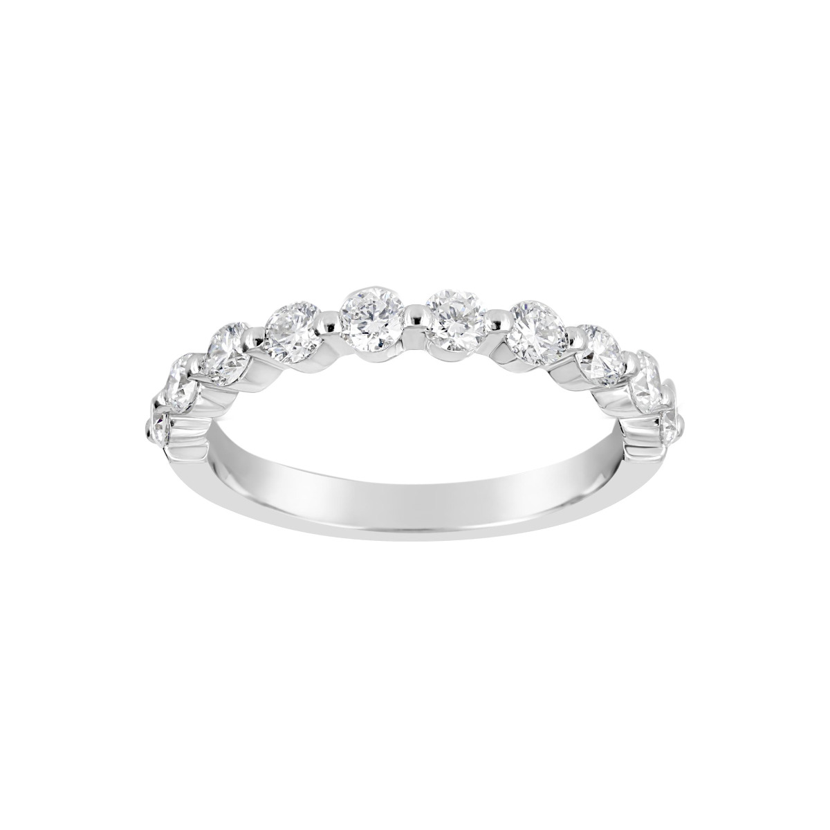 Henri Daussi 18k White Gold Diamond Half Way Band