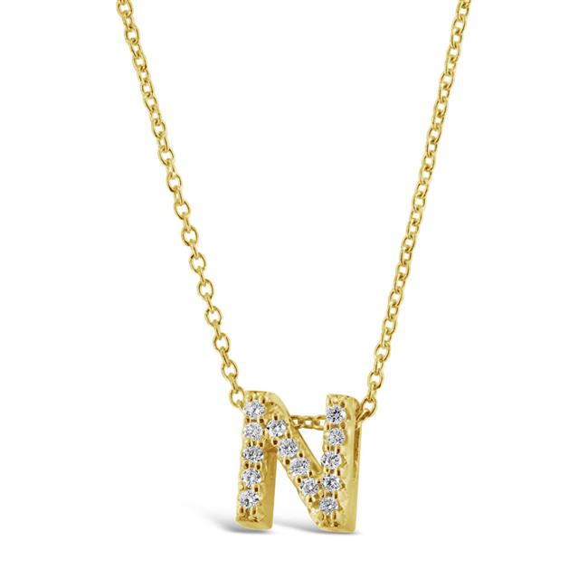 Roberto Coin Tiny Treasures 18k Yellow Gold Letter N Diamond Pendant Necklace