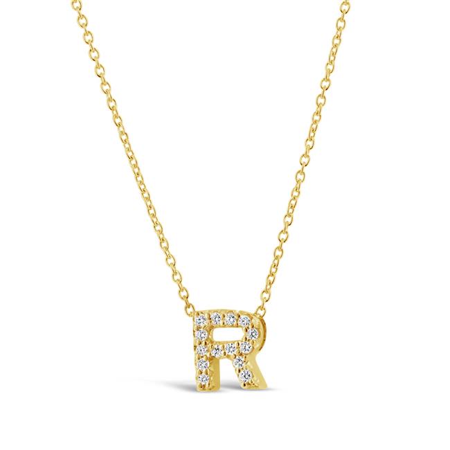 Roberto Coin Tiny Treasures 18k Yellow Gold Diamond R Love Letter Necklace