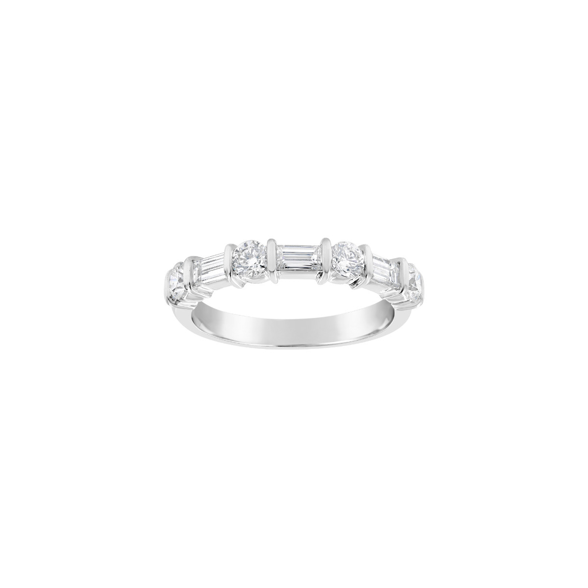 TWO by London 14k Round & Baguette Medium Diamond Anniversary Band