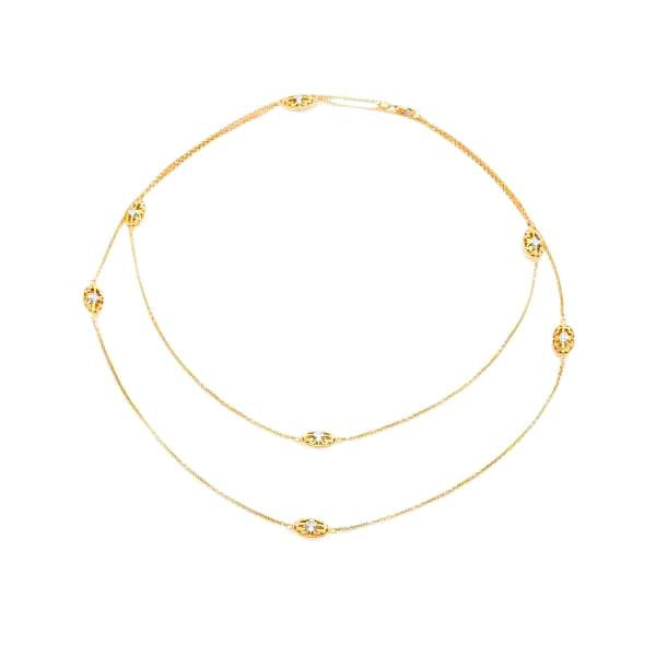 London Collection Sterling Silver Yellow Gold Plated Diamond Station Necklace