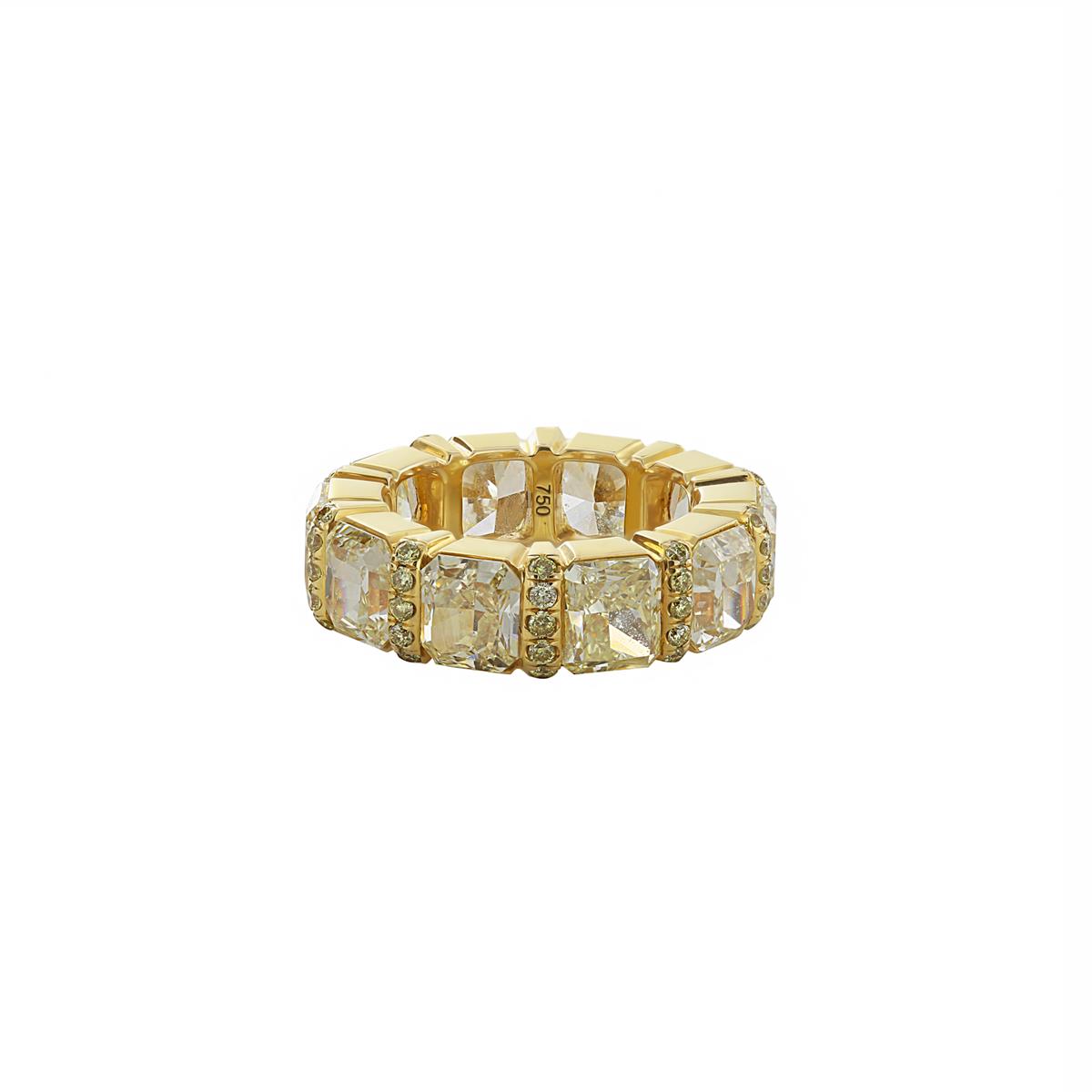 London Collection 18k Yellow Gold Fancy Light Yellow Radiant and Pave Diamond Eternity Band