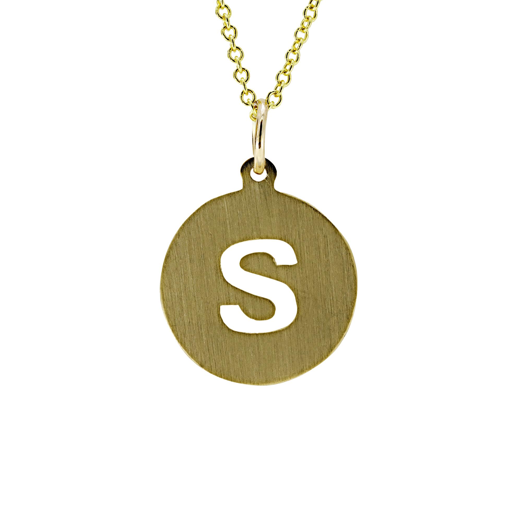 London Collection 14k Yellow Gold Cut Out Initial "S" Disc Charm