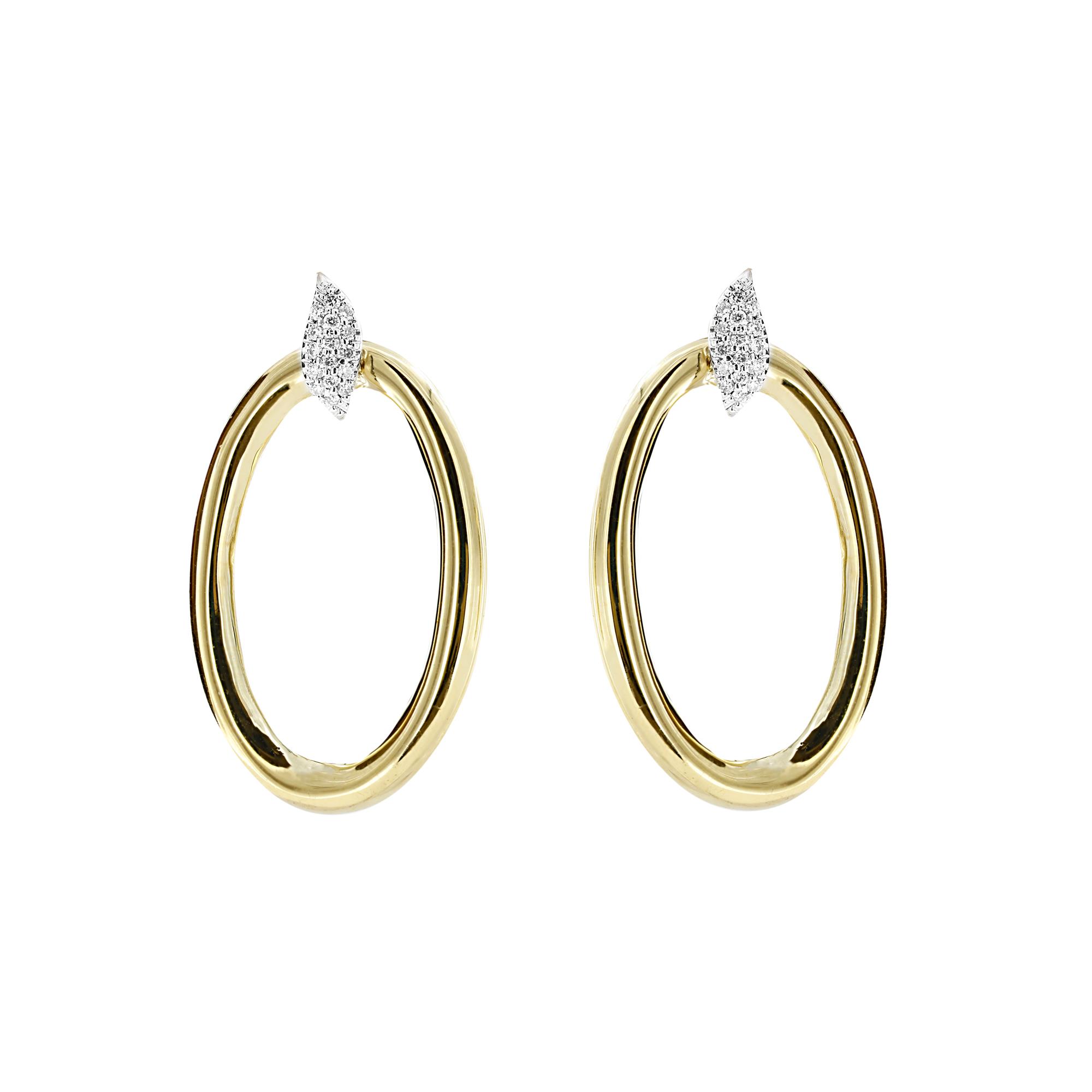 London Collection 18k Yellow Gold Diamond Oval Drop Earrings