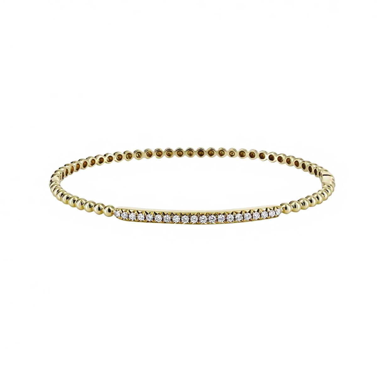 London Collection 18k Gold Beaded Diamond Bar Bangle Bracelet