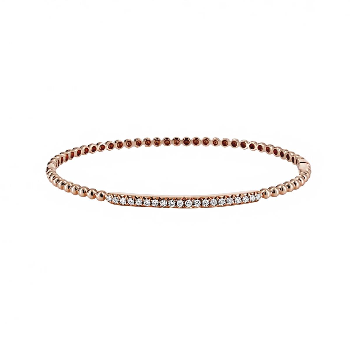 London Collection 18k Gold Beaded Diamond Bar Bangle Bracelet