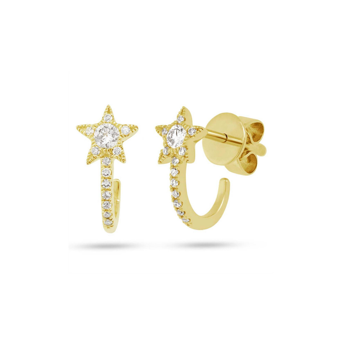 London Collection 14k Gold Shooting Star Huggie Earrings