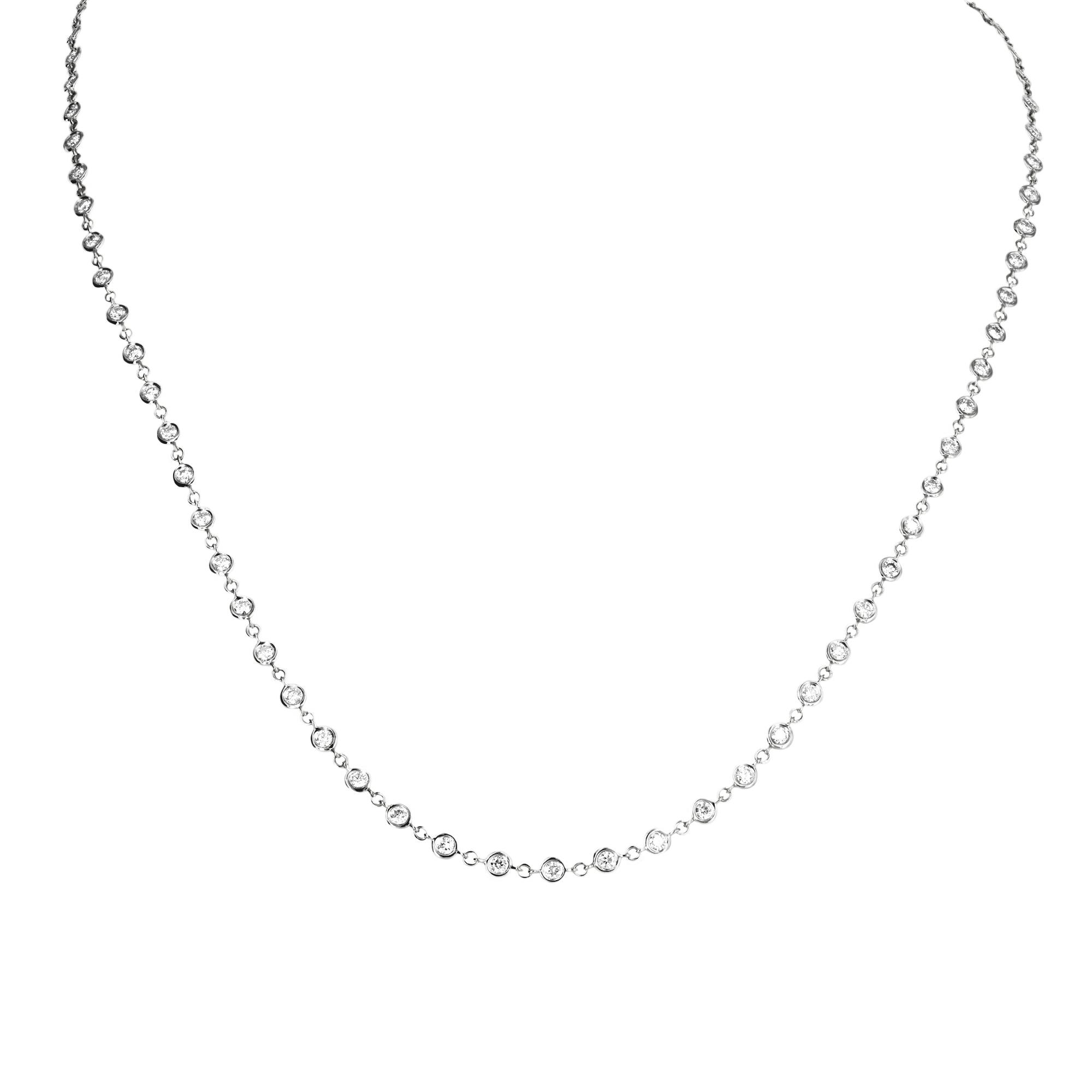 London Collection 18k White Gold Bezel Set Diamond Station Necklace