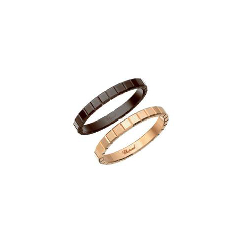 Chopard Ice Cube Mini 18k Rose Gold and Brown Ceramic Set of Two Rings