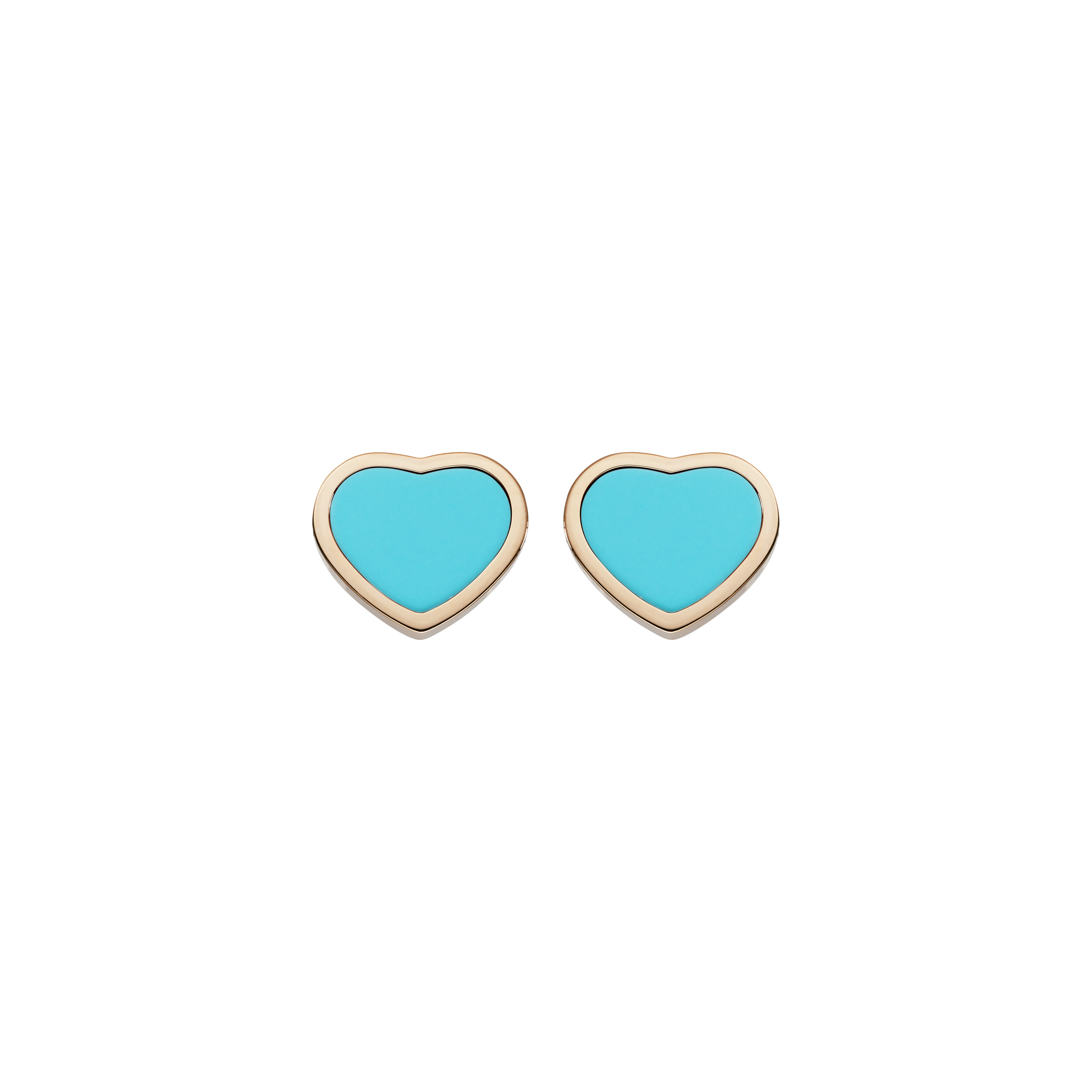 Chopard Happy Heart 18k Rose Gold and Turquoise Stud Earrings