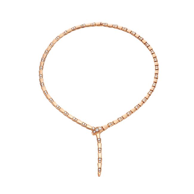 Bvlgari Serpenti Viper 18k Rose Gold and Pave Diamond Necklace