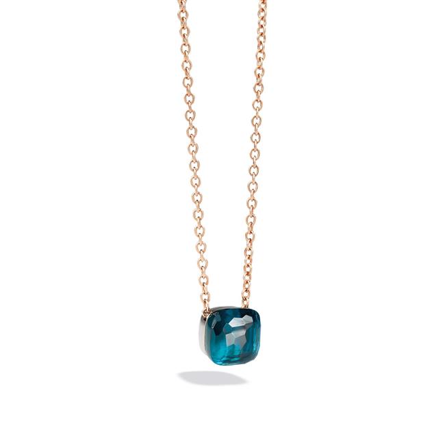 Pomellato Nudo Maxi London Blue Topaz 18k Rose and White Gold Necklace