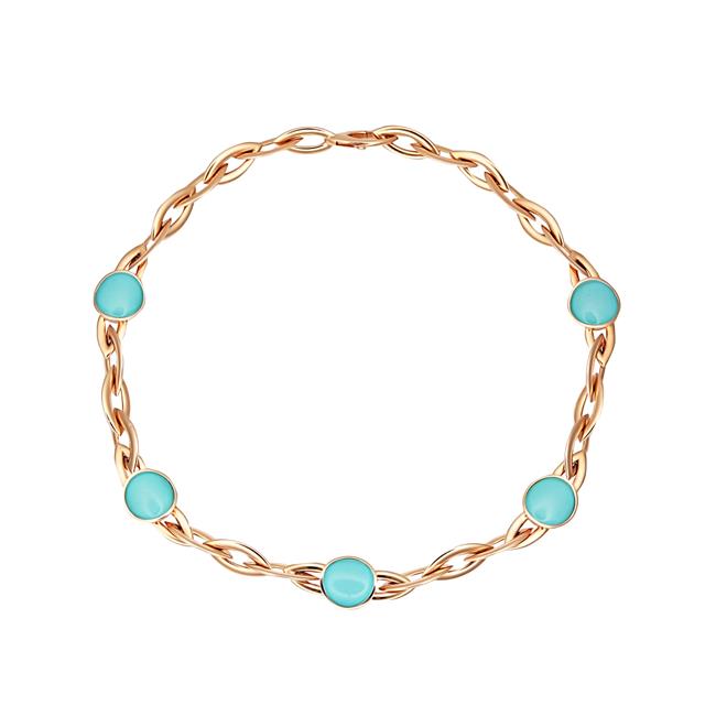 Vhernier Giotto 18k Rose Gold Turquoise And Rock Crystal Chain