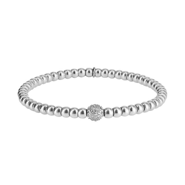 London Collection 18k White Gold and Pave Diamond Bead Stretch Bracelet