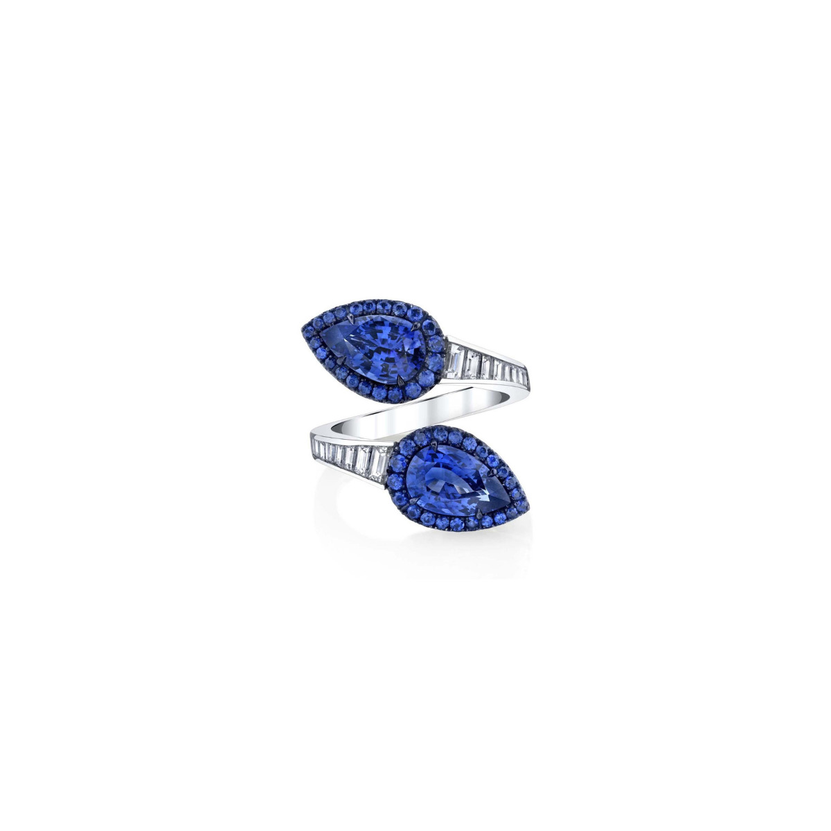 London Collection Platinum Blue Sapphire & Diamond Wrap Ring