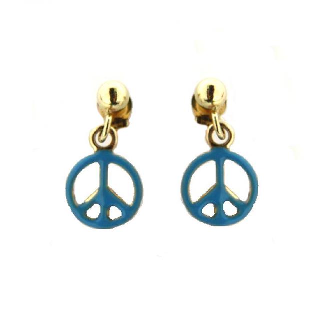 London Collection 18k Enamel Peace Dangle Baby Earrings