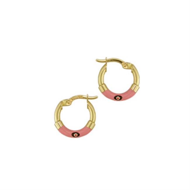 London Collection 18k Pink Enamel Baby Hoops