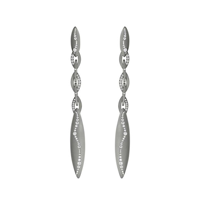 Vhernier Fuseau SX Titanium Diamond Single Dangle Post Earrings