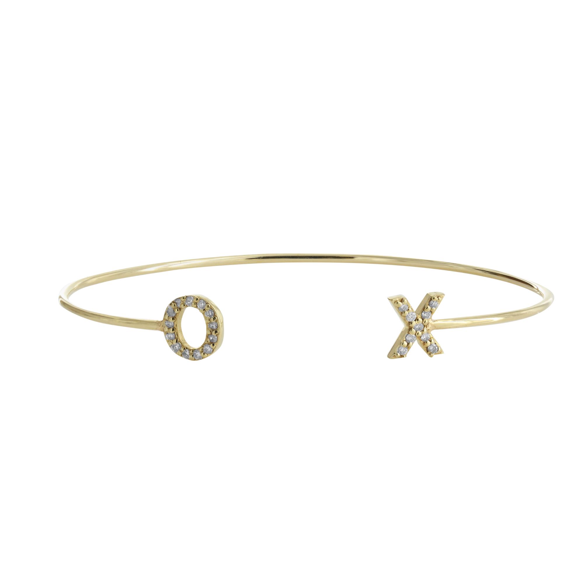 London Collection 14k Yellow Gold Diamond "X O" Bangle Bracelet