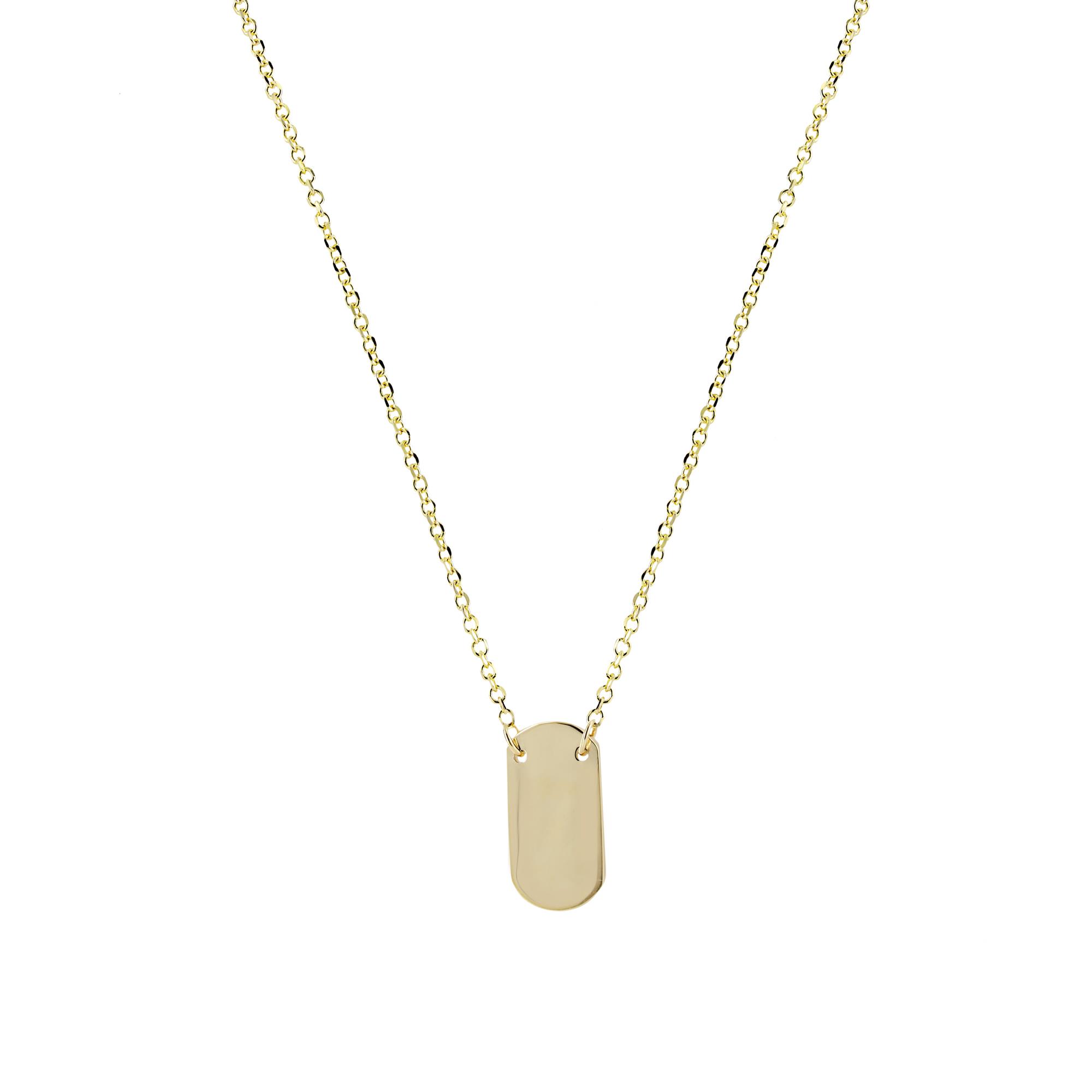 London Collection 14k Yellow Gold Small Dog Tag Necklace