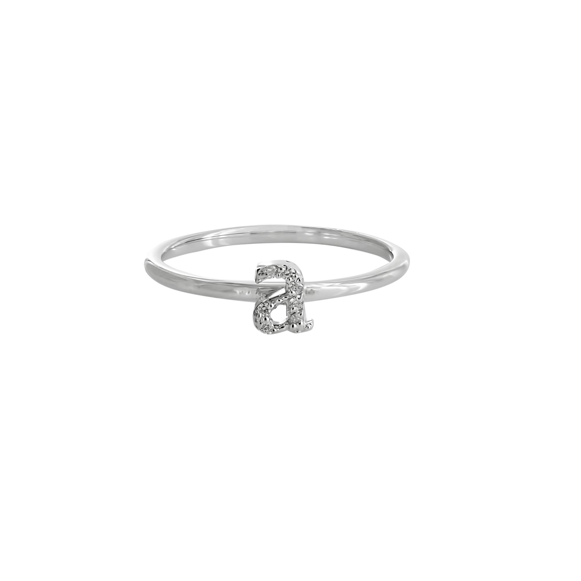 London Collection 14k White Gold Diamond Initial A Ring