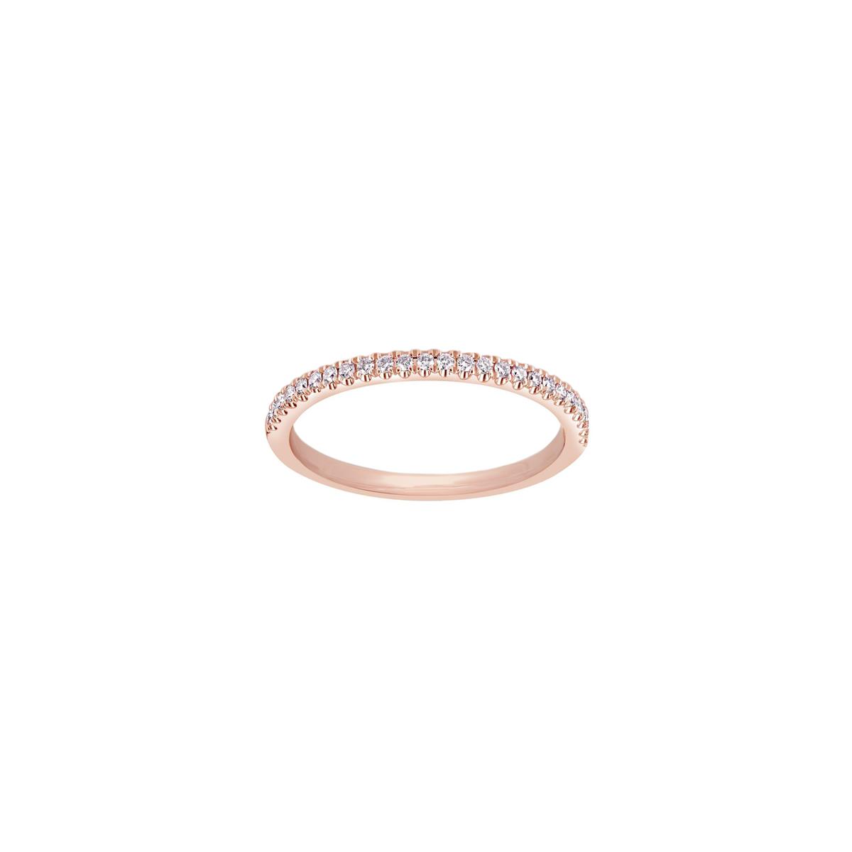 Henri Daussi 14k Rose Gold Half Way Pink Diamond Band