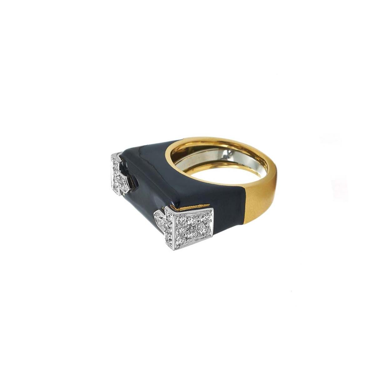 David Webb Motif 18k and Enamel Hero Ring