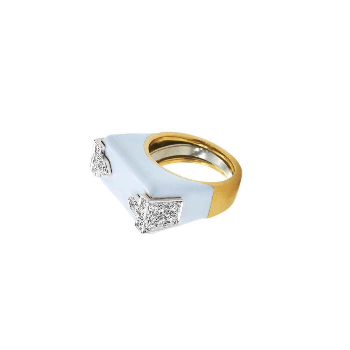 David Webb Motif 18k and Enamel Hero Ring