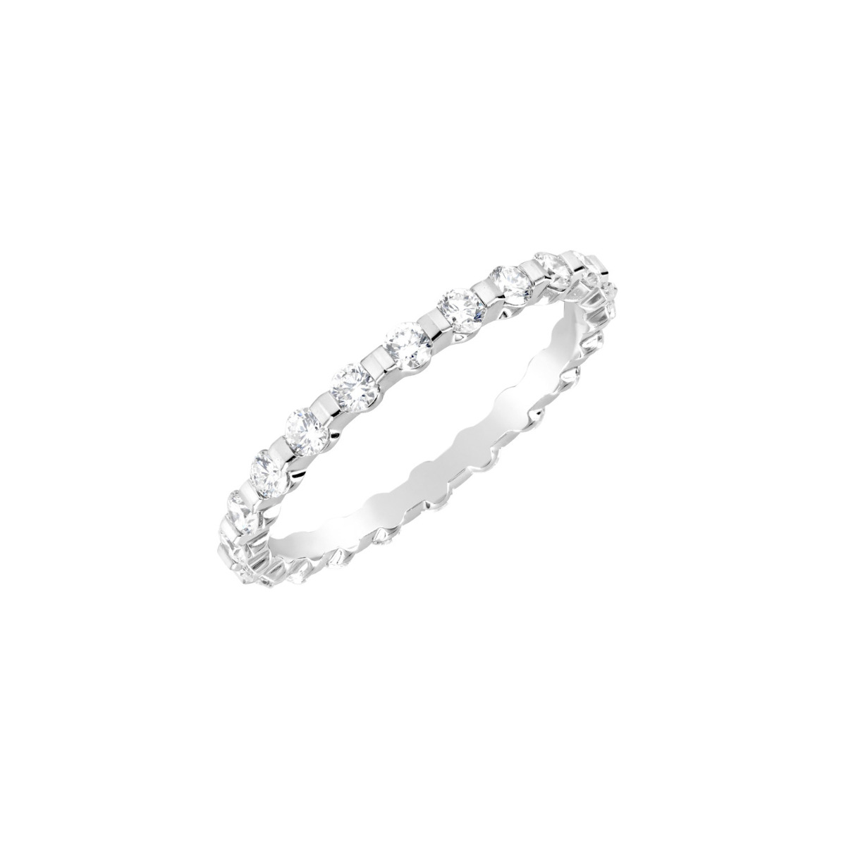 Memoire Precious Prong 18k White Gold Diamond Eternity Band