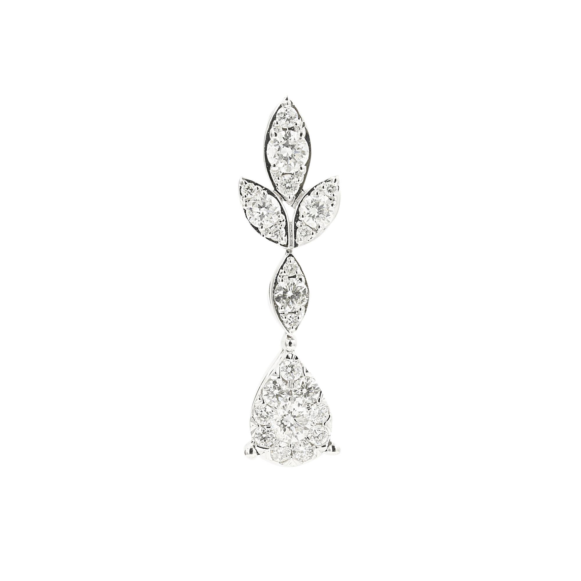 London Collection 14k White Gold Diamond Pear Shape Drop Labella Pendant