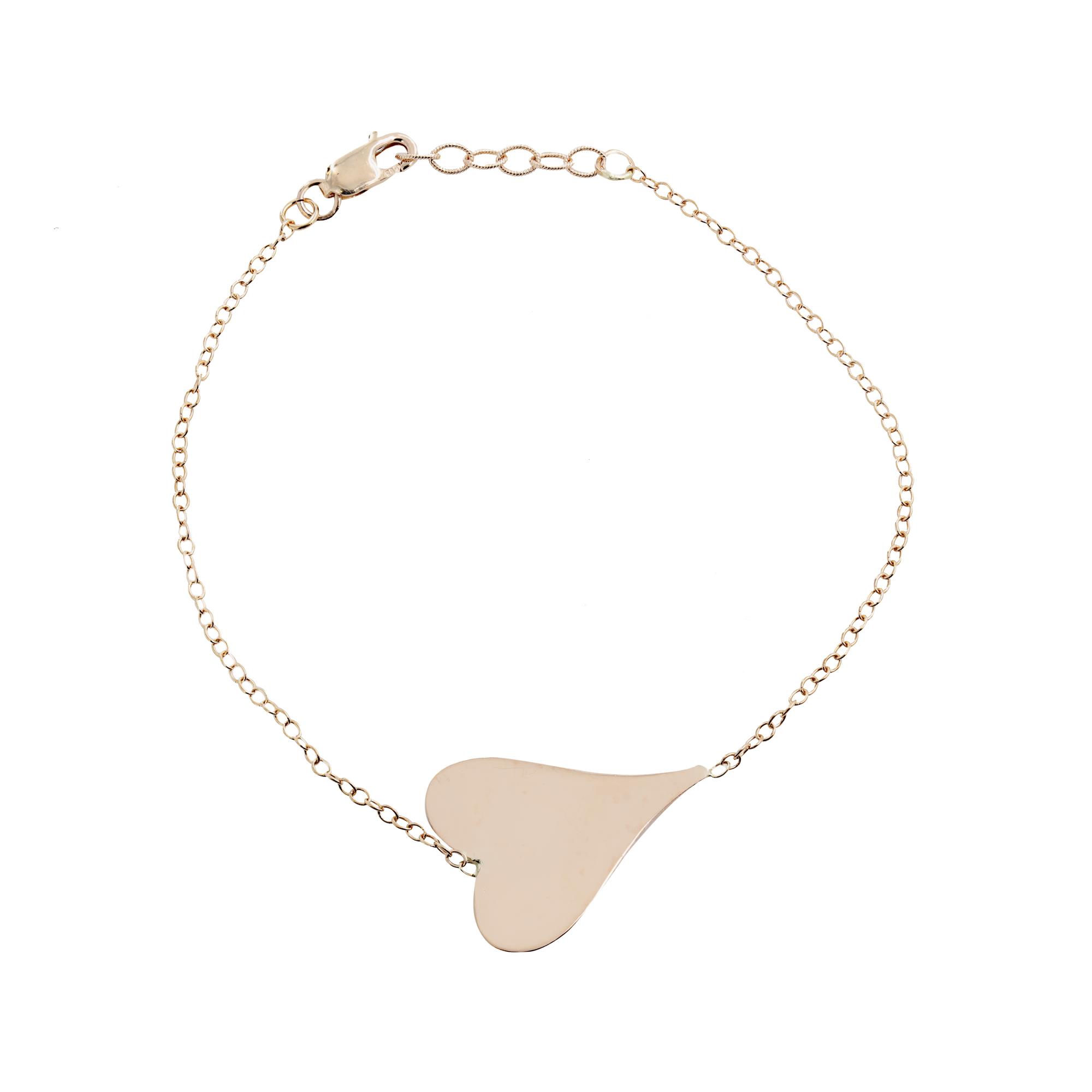 London Collection 14k Rose Gold Elongated Sideways Heart Bracelet