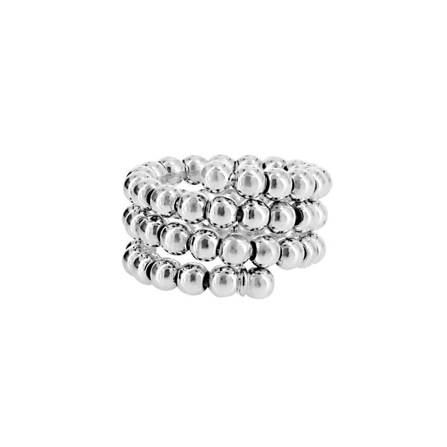 London Collection 18k White Gold Three Row Beaded Wrap Ring