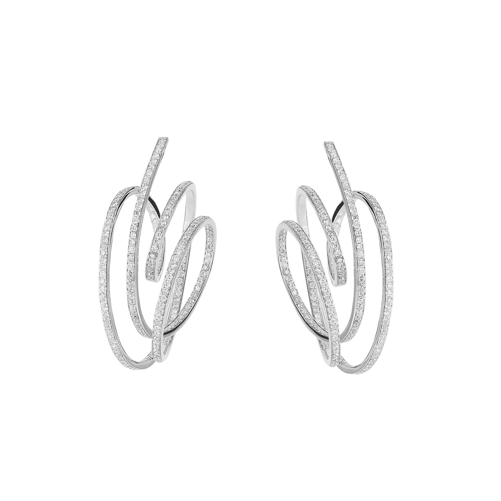 London Collection 18k White Gold Diamond In and Out Coil Earrings