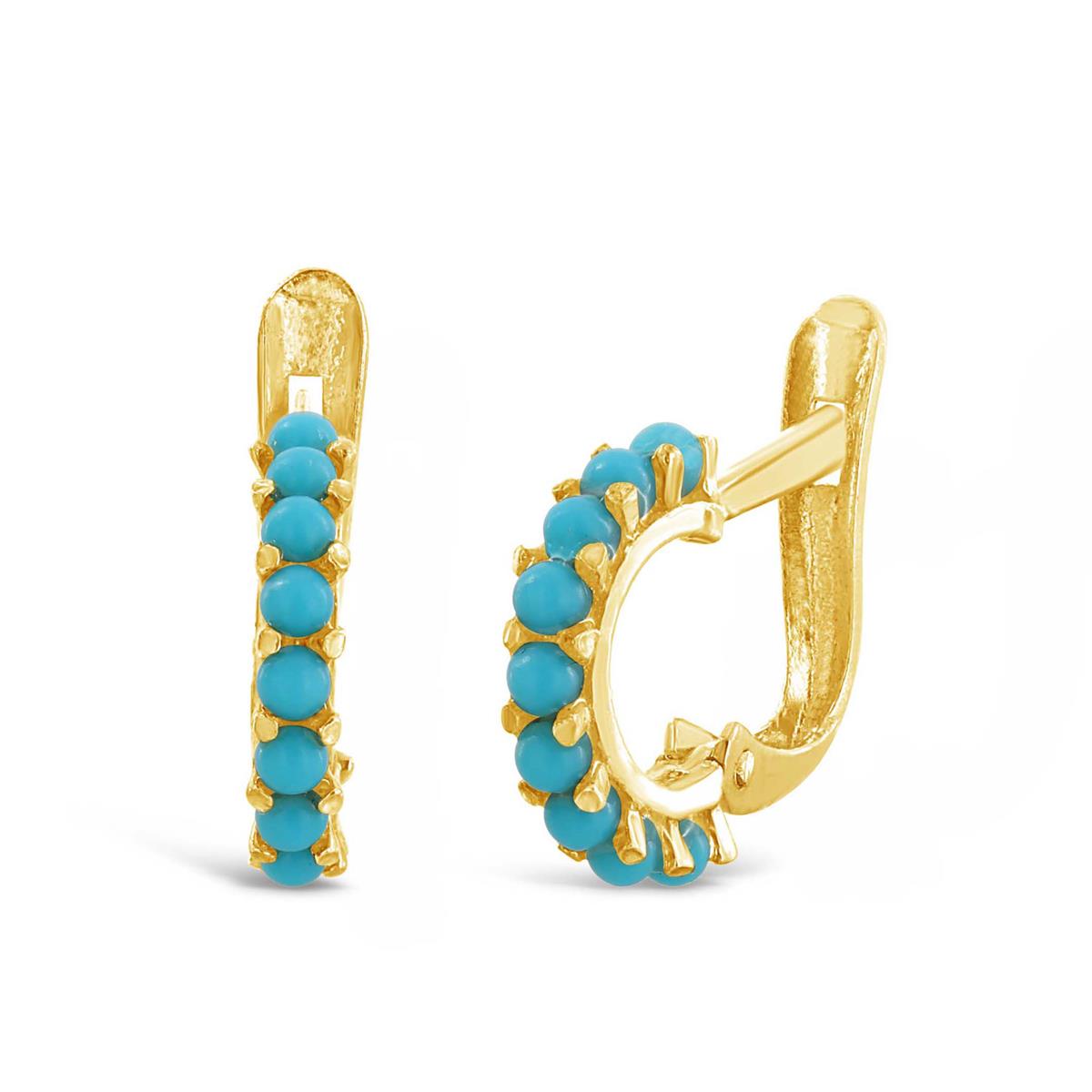 London Collection 14k Turquoise Mini Hoop Earrings