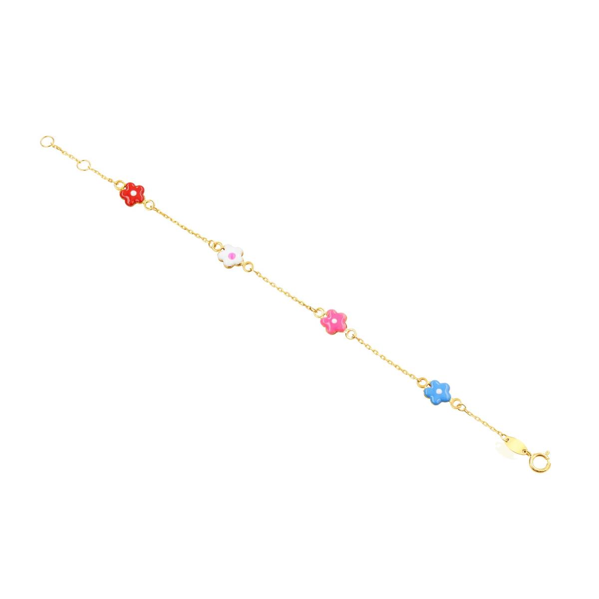 London Collection 14k Enamel Flower Bracelet