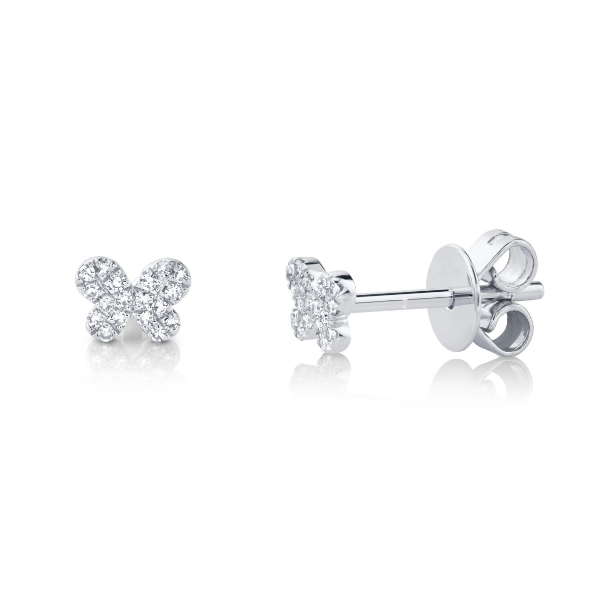 London Collection 14k White Gold Pave Diamond Butterfly Stud Earrings