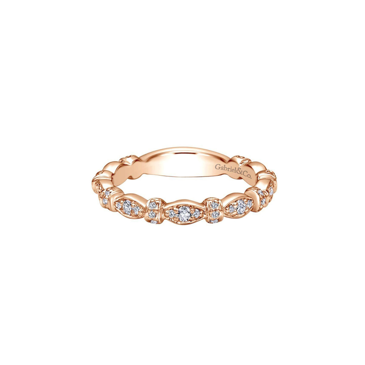 Gabriel & Co Rose Gold Pave Diamond Wedding Band