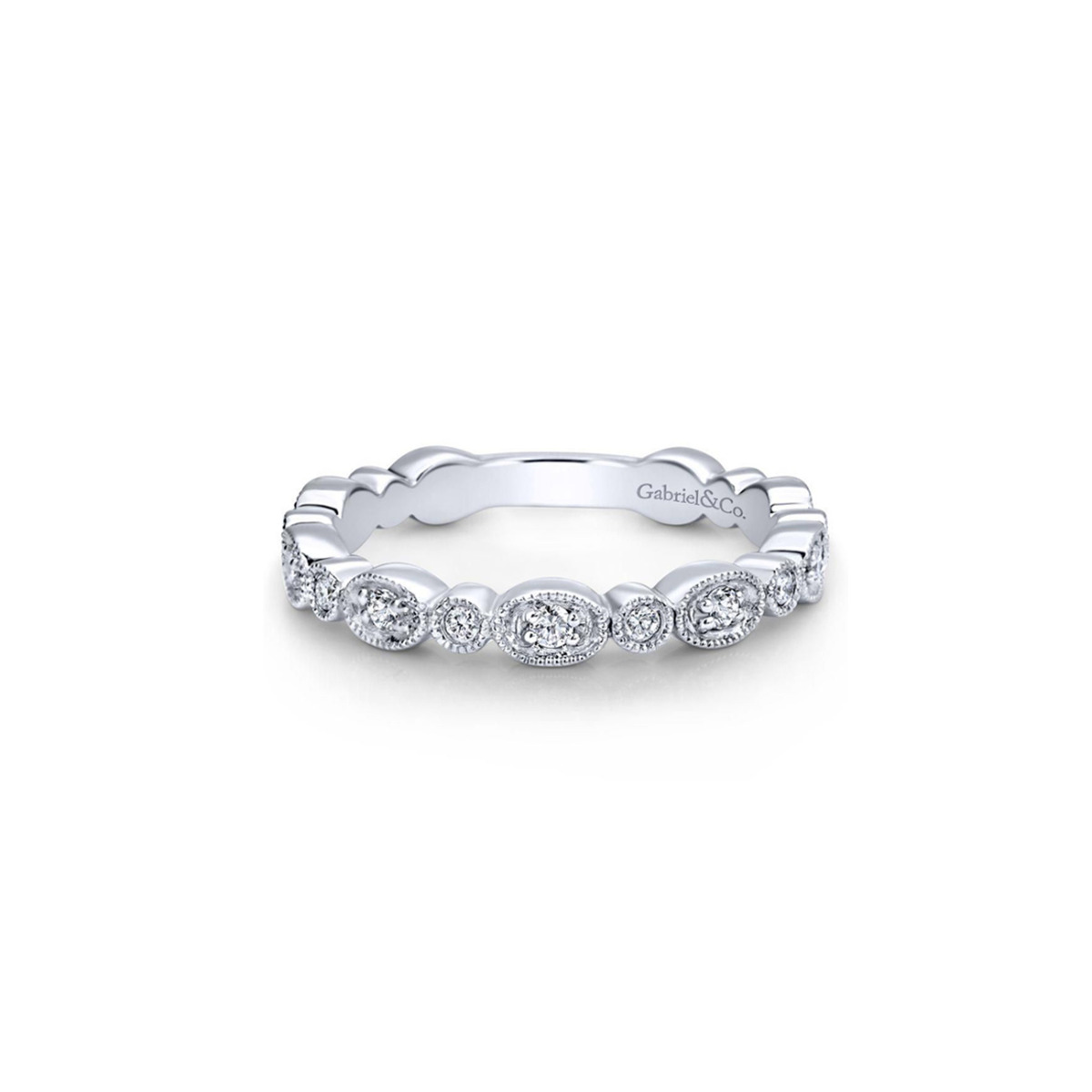 Gabriel & Co White Gold Round and Oval Stackable Band