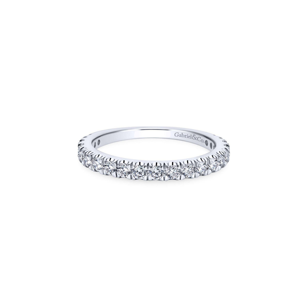 Gabriel & Co 14k White Gold Four Prong Diamond Wedding Band